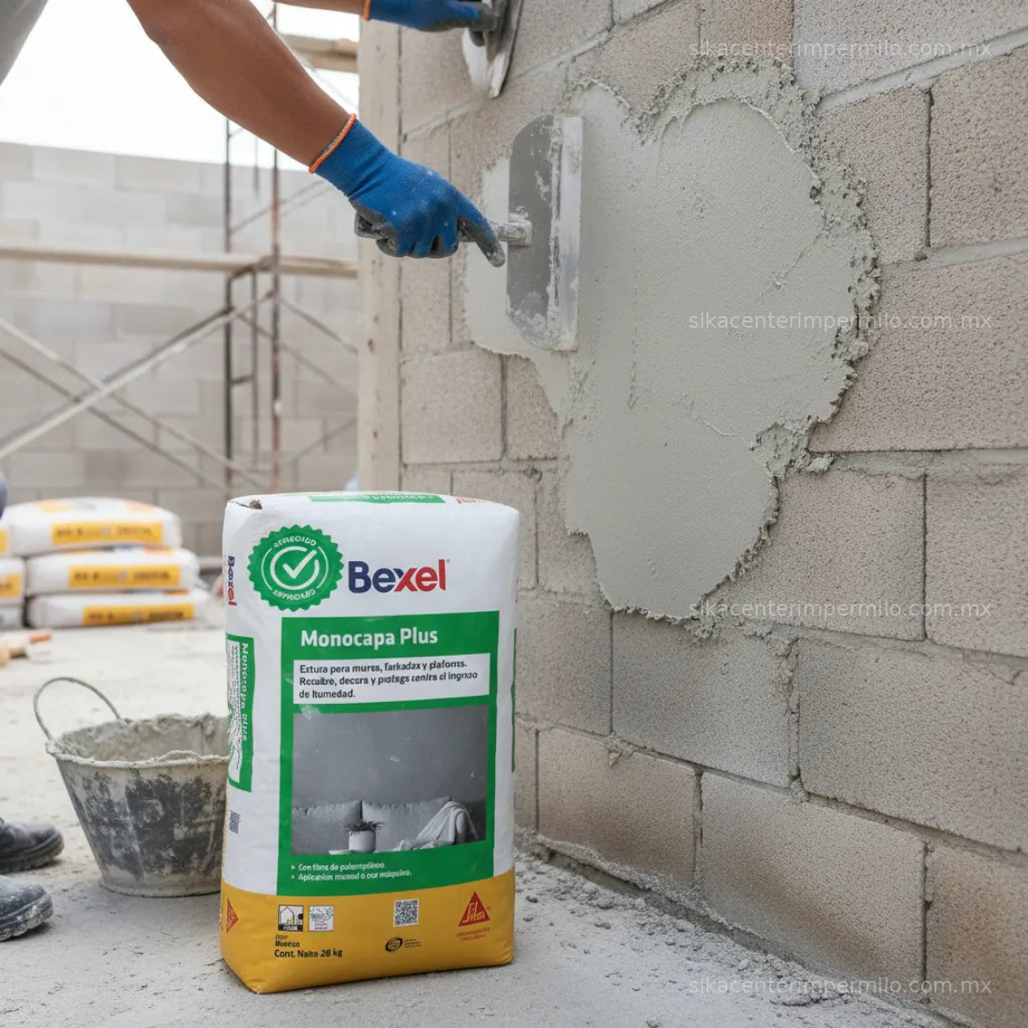 ESTUCO PARA MURO FACHADAS Y PLAFONES BEXEL ESTUKO MONOCAPA PLUS BCO 20KG