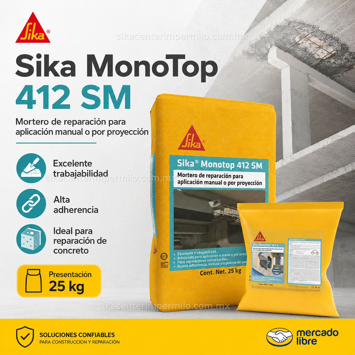 MORTERO SIKA MONOTOP 412 S SACO 25KG