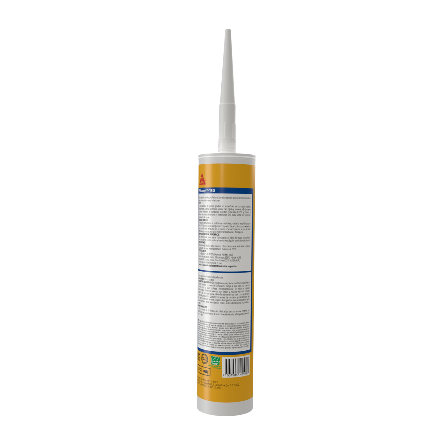 SELLADOR ACRÍLICO PARA JUNTAS Y GRIETAS CON BAJO MOVIMIENTO SIKACRYL 150 BLANCO CARTUCHO 300 ML
