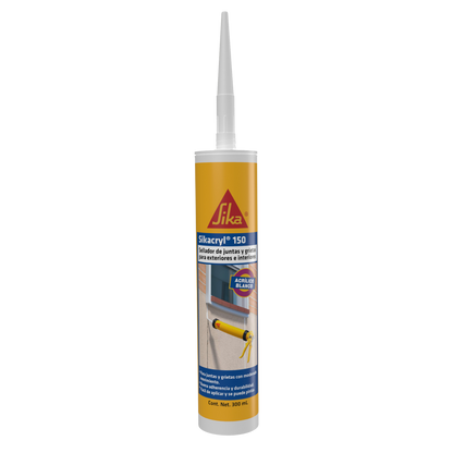 SELLADOR ACRÍLICO PARA JUNTAS Y GRIETAS CON BAJO MOVIMIENTO SIKACRYL 150 BLANCO CARTUCHO 300 ML