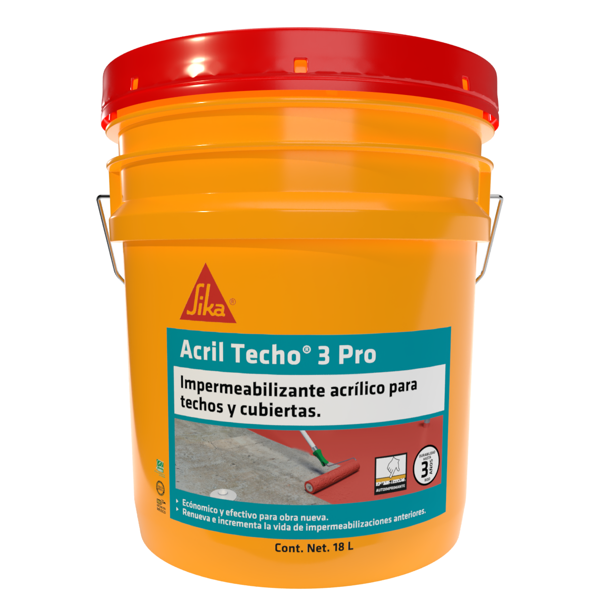 ACRYLIC ROOF WATERPROOFING 3 YEARS PRO RED 18 LT