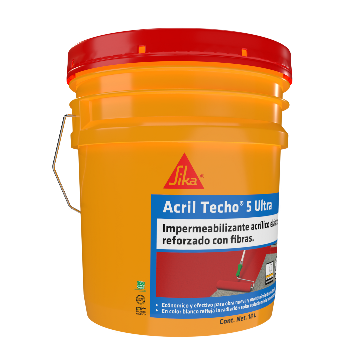 IMPERMEABILIZANTE ACRÍLICO SIKA ACRIL TECHO 5 AÑOS ULTRA ROJO 18 LT