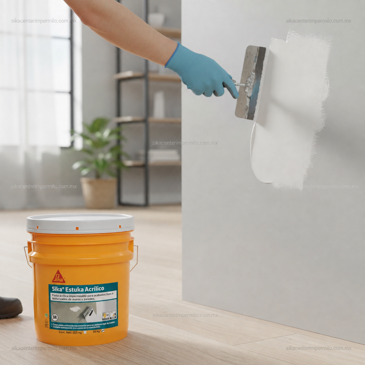 PASTA ACRÍLICA SIKA ESTUKA ACRILICO M BLANCO CUBETA 24KG