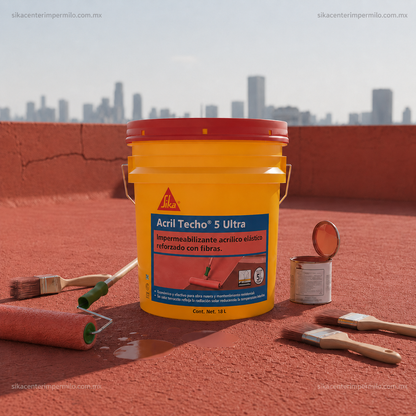 IMPERMEABILIZANTE ACRÍLICO SIKA ACRIL TECHO 5 AÑOS ULTRA ROJO 18 LT
