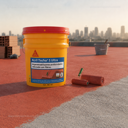 IMPERMEABILIZANTE ACRÍLICO SIKA ACRIL TECHO 5 AÑOS ULTRA ROJO 18 LT