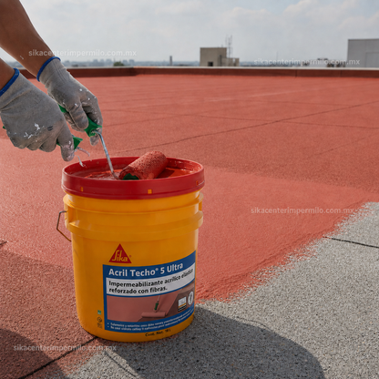 IMPERMEABILIZANTE ACRÍLICO SIKA ACRIL TECHO 5 AÑOS ULTRA ROJO 18 LT