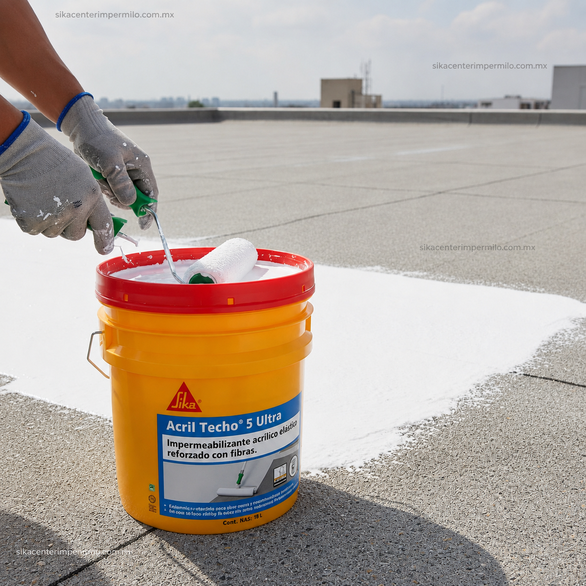 IMPERMEABILIZANTE ACRÍLICO SIKA ACRIL TECHO 5 AÑOS ULTRA BLANCO 18 LT