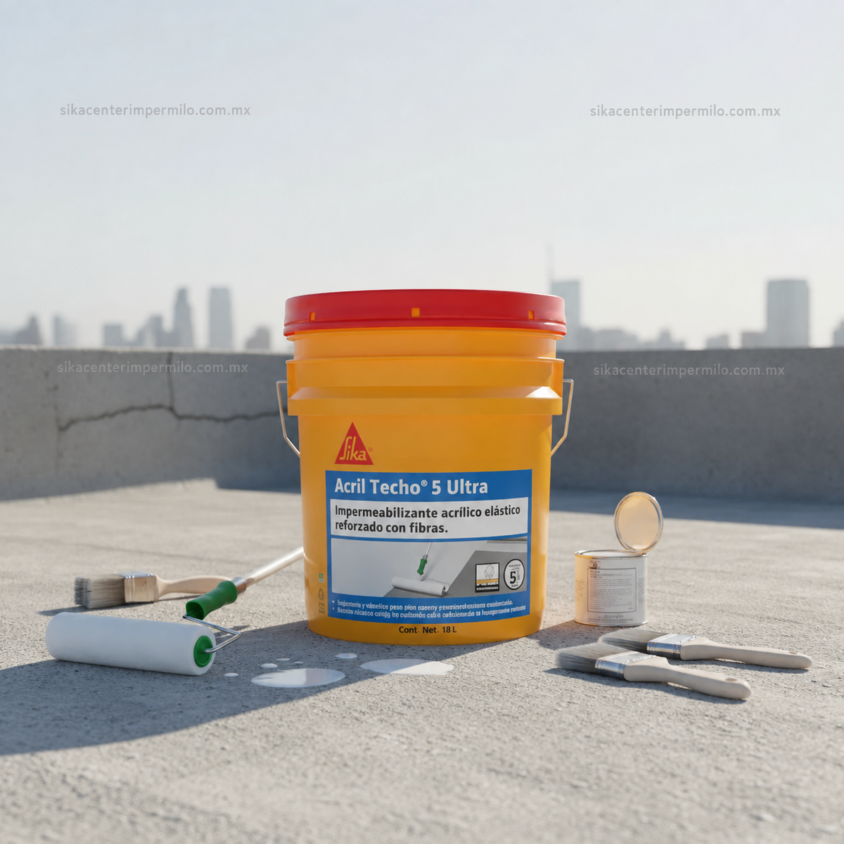 IMPERMEABILIZANTE ACRÍLICO SIKA ACRIL TECHO 5 AÑOS ULTRA BLANCO 18 LT