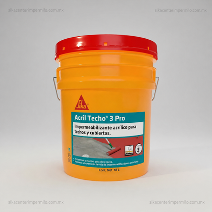 IMPERMEABILIZANTE ACRÍLICO SIKA ACRIL TECHO 3 AÑOS PRO ROJO 18 LT