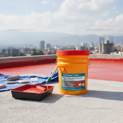 IMPERMEABILIZANTE ACRÍLICO SIKA ACRIL TECHO 3 AÑOS PRO ROJO 18 LT