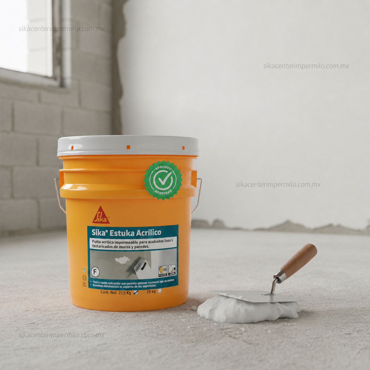 ESTUCO EN PASTA SIKA ESTUKA ACRILICO F BLANCO CUBETA 27 KG