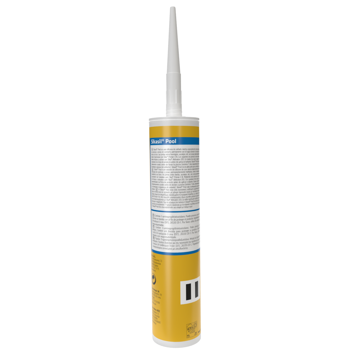 SELLADOR ELÁSTICO DE SILICÓN PARA SELLOS EN PISCINAS Y ZONAS EN CONTACTO PERMANENTE CON AGUA SIKASIL POOL COLOR TRANSPARENTE CARTUCHO 300 ML