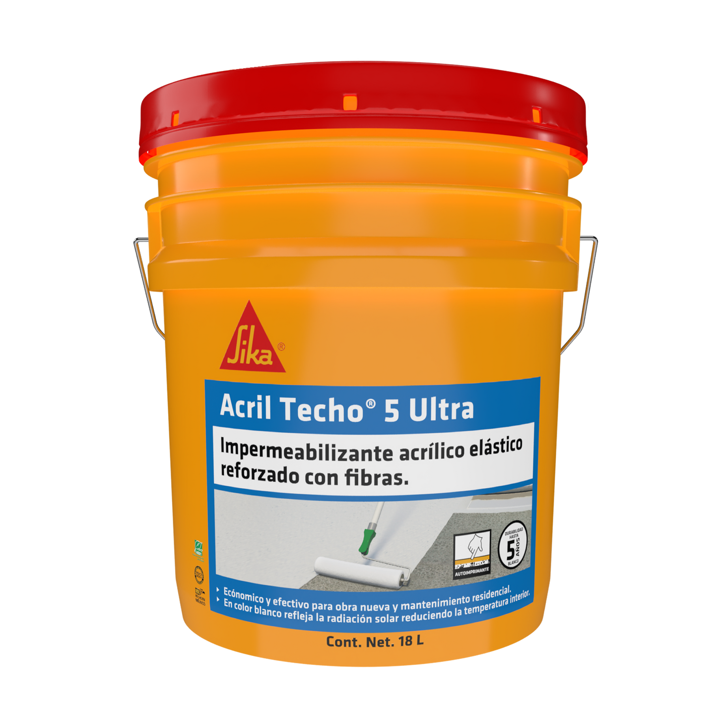 IMPERMEABILIZANTE ACRÍLICO SIKA ACRIL TECHO 5 AÑOS ULTRA BLANCO 18 LT