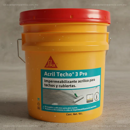 IMPERMEABILIZANTE ACRÍLICO SIKA ACRIL TECHO 3 AÑOS PRO BLANCO 18 LT