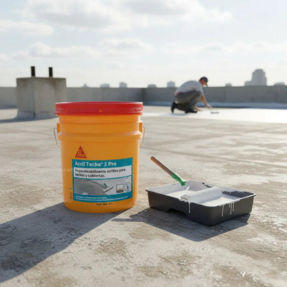 IMPERMEABILIZANTE ACRÍLICO SIKA ACRIL TECHO 3 AÑOS PRO BLANCO 18 LT