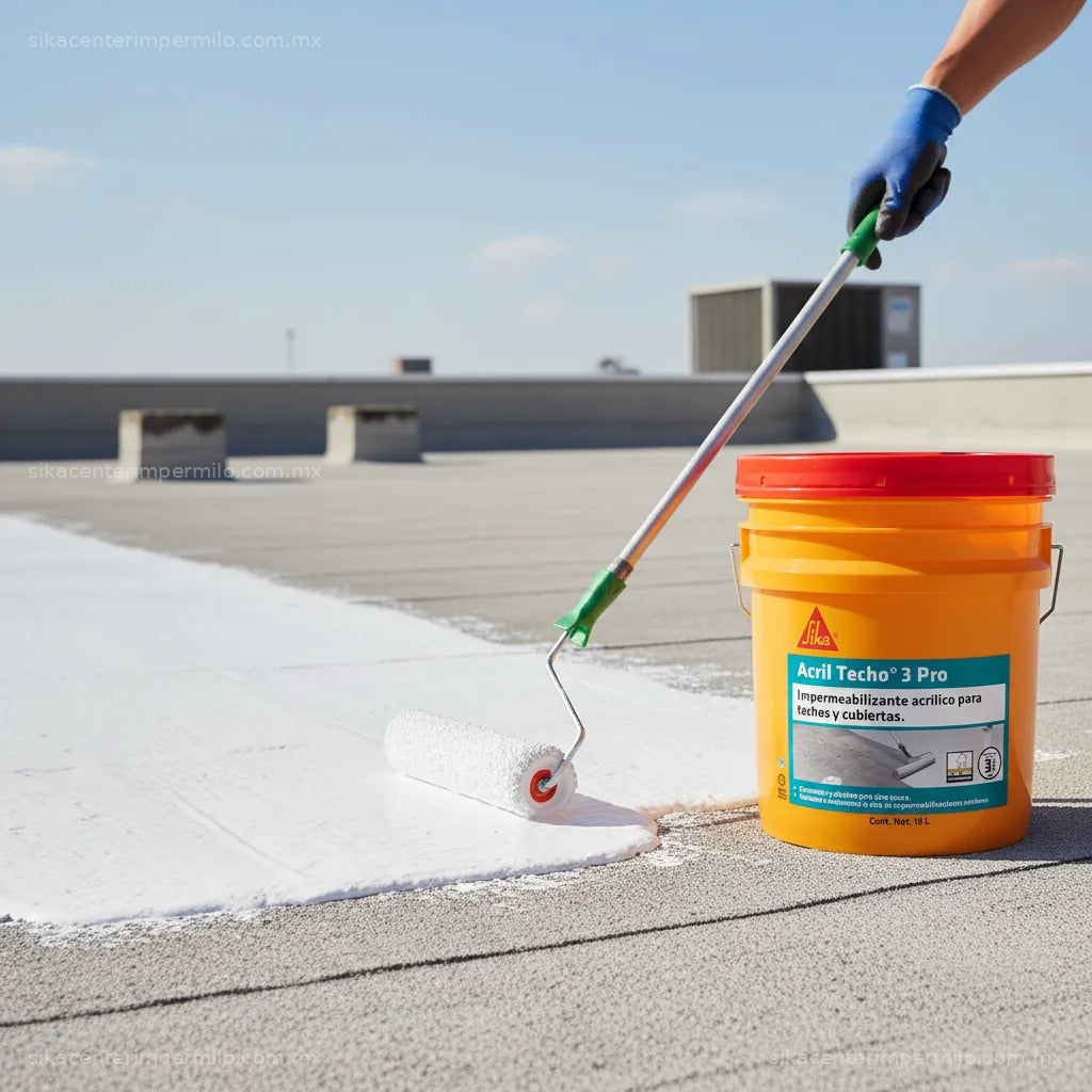 IMPERMEABILIZANTE ACRÍLICO SIKA ACRIL TECHO 3 AÑOS PRO BLANCO 18 LT