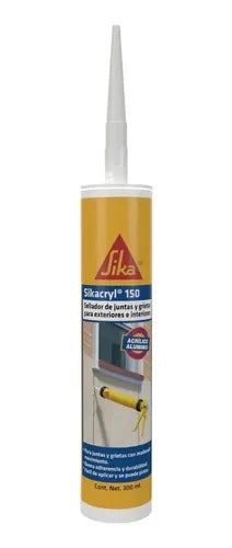 SELLADOR ACRÍLICO PARA JUNTAS Y GRIETAS CON BAJO MOVIMIENTO SIKACRYL 150 ALUMINIO CARTUCHO 300 ML