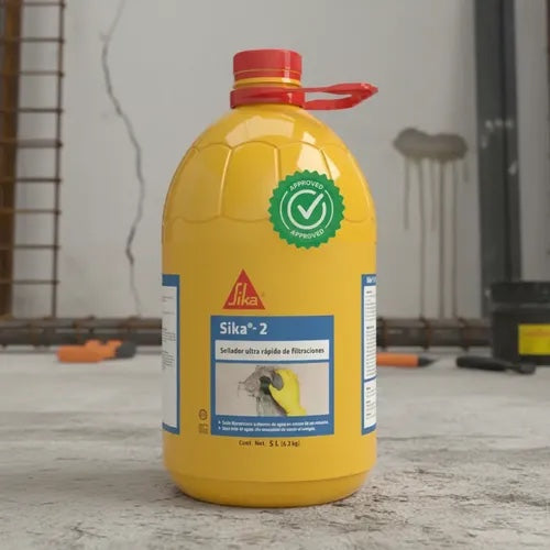 SELLADOR DE FILTRACIONES Y ACELERANTE ULTRA-RÁPIDO DE FRAGUADO SIKA 2 PET BOTE 5L