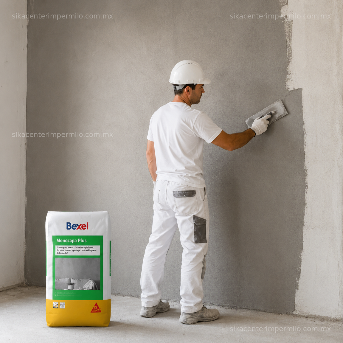 ESTUCO PARA MURO FACHADAS Y PLAFONES BEXEL ESTUKO MONOCAPA PLUS BCO 20KG